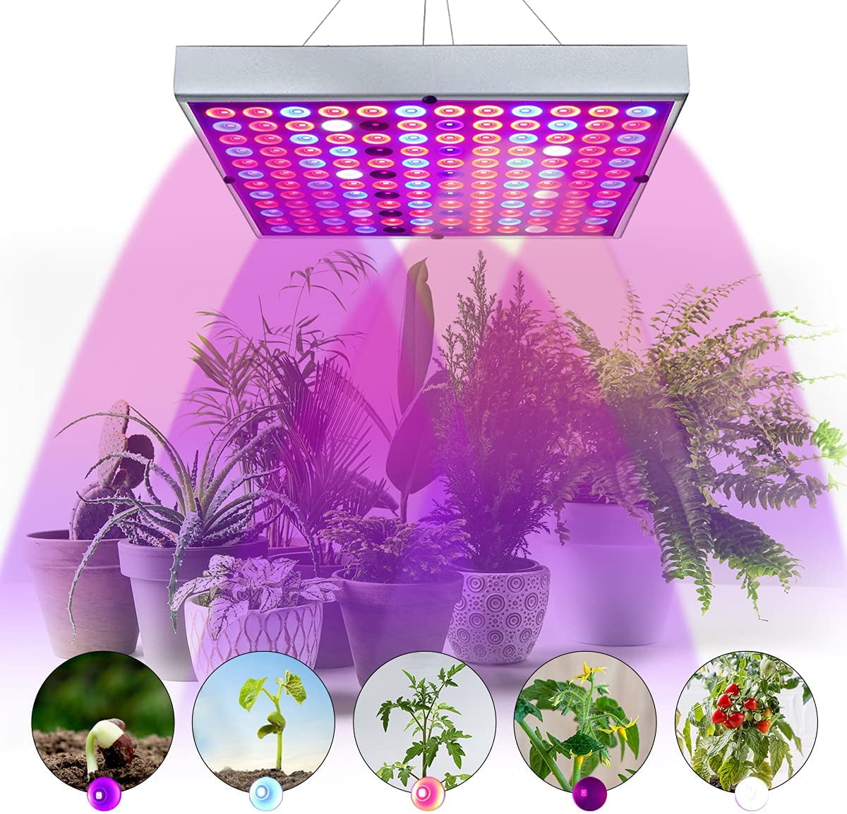 Juhefa Plant Lights for Indoor Plants,Full Spectrum Hanging Plant Growing Lamp with IR & UV LED for Seedings, Flowering, Succulents