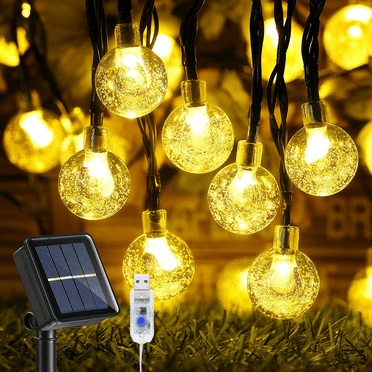 Juhefa Solar String Lights Outdoor 60 Led 35.6 ft Crystal Globe Lights for Garden Yard Porch Wedding Party Decor (Warm)