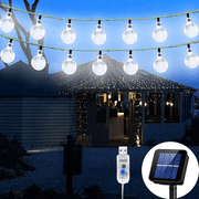 Juhefa Solar String Lights Outdoor 60 Led 35.6 ft Crystal Globe Lights for Garden Yard Porch Wedding Party Decor (White)
