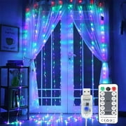 Juhefa String Lights Curtain Lights with Remote 7.9' L x 5.9' W 144-Bulb USB Plug-in LED Light for Wedding Home Bedroom Decor,Multicolor