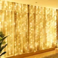 thumbnail image 1 of Juhefa String Lights Curtain Lights with Remote,7.9' L x 5.9' W 144-Bulb USB Plug-in LED Light for Wedding Home Bedroom Decor,Warm White, 1 of 6