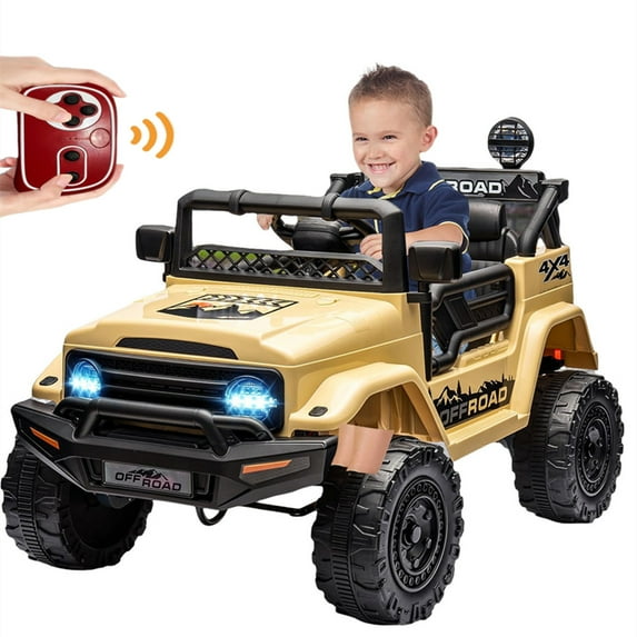 Juibresa 12 Volt Powered Ride-On Truck Car for Kids,Electric Vehicles with Remote Control, Spring Suspension,Led Lights, Music,3 Speeds,Ideal Gift for Child