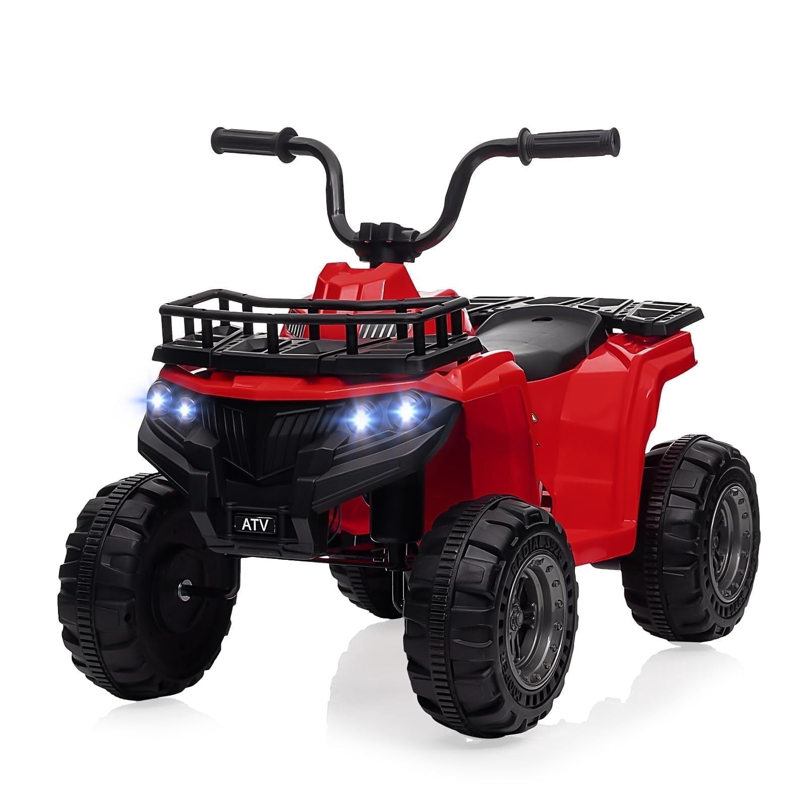 Sakiyr 12V Kids Ride On ATV, Battery Powered Electric Vehicle with Led Light, 4-Wheeler Quad ATV Play Car 2 Speeds for Boys Girls