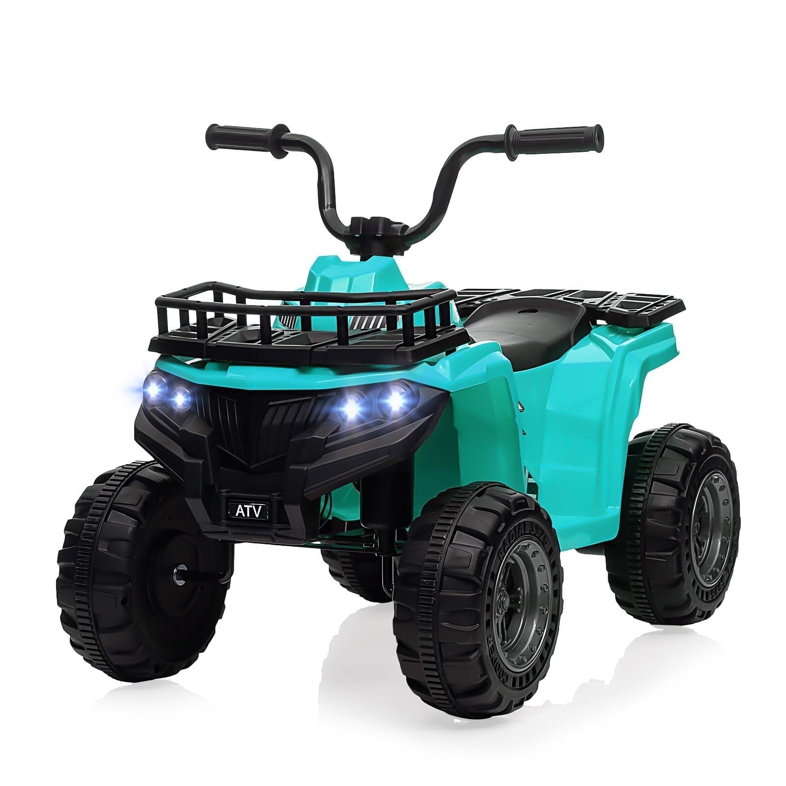 Sakiyr 12V Kids Ride On ATV, Battery Powered Electric Vehicle with Led Light, 4-Wheeler Quad ATV Play Car 2 Speeds for Boys Girls
