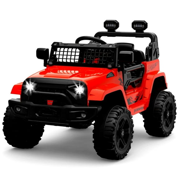 Sakiyr 12V Ride on Truck, Kids Electric Vehicles with Remote Control, Spring Suspension, LED Lights, Bluetooth, 2 Speeds - Red