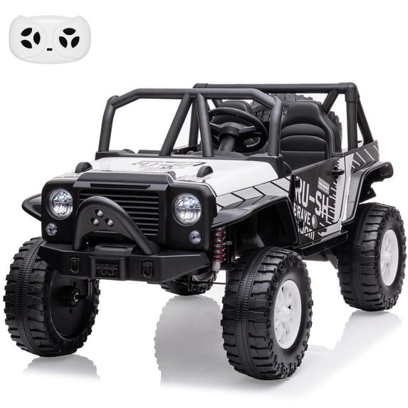 Sakiyr 2 Seater Ride On Truck Car, 24V Battery Powered Electric Vehicle Toy with Remote Control, 19" Extra Wide Seat, 2 Motors, Led Lights, Music, Enhanced Suspension