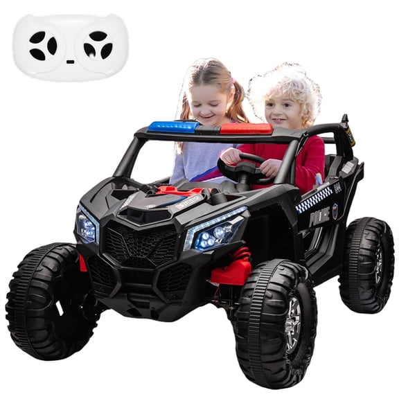Sakiyr 24V 2 Seater Kids Ride on UTV Car,4WD Electric Vehicle UTV with 4x75W Powerful Motors,Leather Seat,4 Shock Absorber,Remote Control,6.1 Mph Max Speed, Bluetooth, MP3, LED Lights