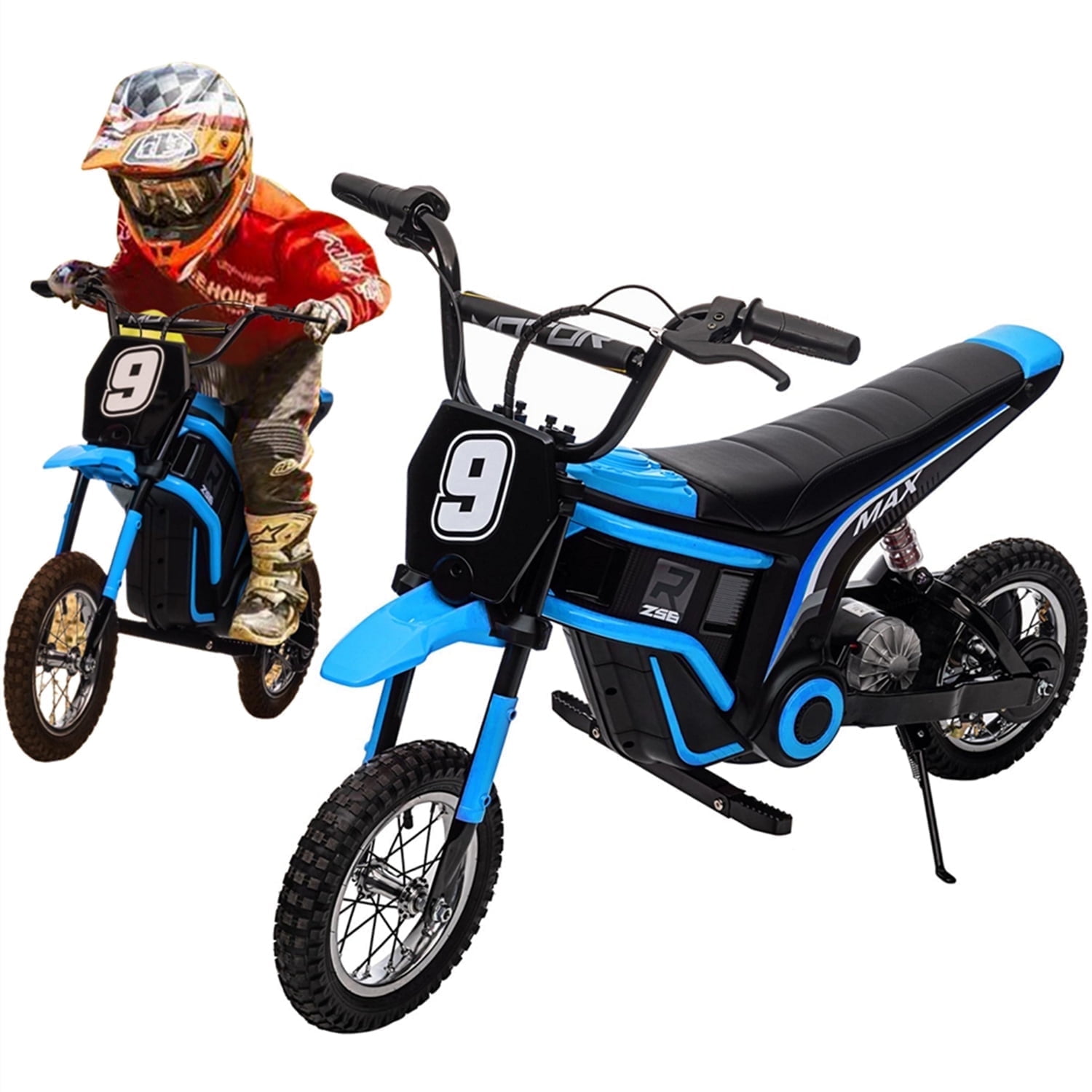 Juibresa 24V Electric Dirt Bike for Kids,Ride On Motorcycle Car with Powered 350W Brushless Motor for Boys and Girls,Max Speed 15MPH，2-Speeds,Max Weight 135 Lbs