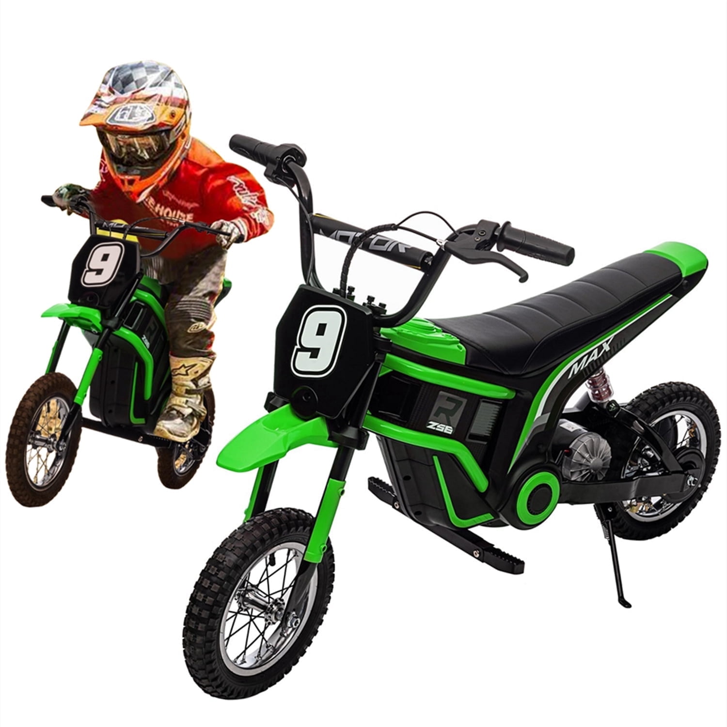 Sakiyr 24V Electric Dirt Bike for Kids,Ride On Motorcycle Car with Powered 350W Brushless Motor for Boys and Girls,Max Speed 15MPH，2-Speeds,Max Weight 135 Lbs