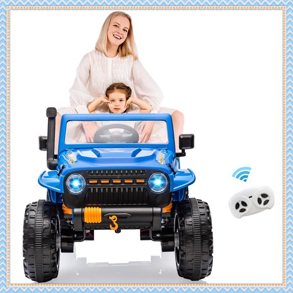 Sakiyr 24V Kids Ride On Truck Car with Remote Control, 4x60W Motors, 3 Speeds, LED Lights, Music, Powered Ride On Car for Ages 2-5, Blue