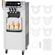 Sakiyr Commercial Ice Cream Maker Machine, 5.8-8 Gal/Hr Yield,2+1 Flavors Soft Serve Machine with Two 7L Hoppers, LCD Touch Screen, Automatic Cleaning for Home Snack Bar & Restaurants