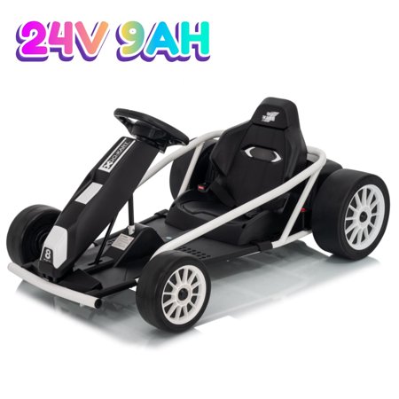 Sakiyr Go Kart for Kids Teens,24V Drifting Go Kart Ride On Toy with 2x300W Extra Powerful Motors Racing Drift Car,High Speed 8MPH,Large Seat,EVA Tire,High/Low Speed