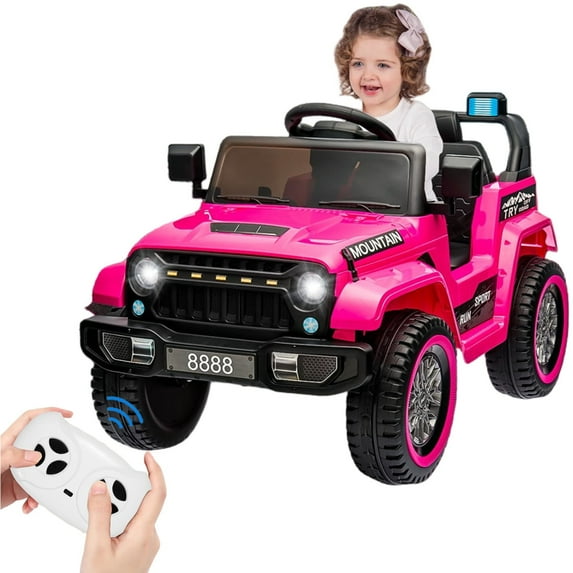 Sakiyr Kids Ride On Truck Car,12V Electric 4 Wheeler Vehicles with Remote Control, Spring Suspension,3 Speeds, LED Lights, Music, Ride On Car Toys for Boys Girls