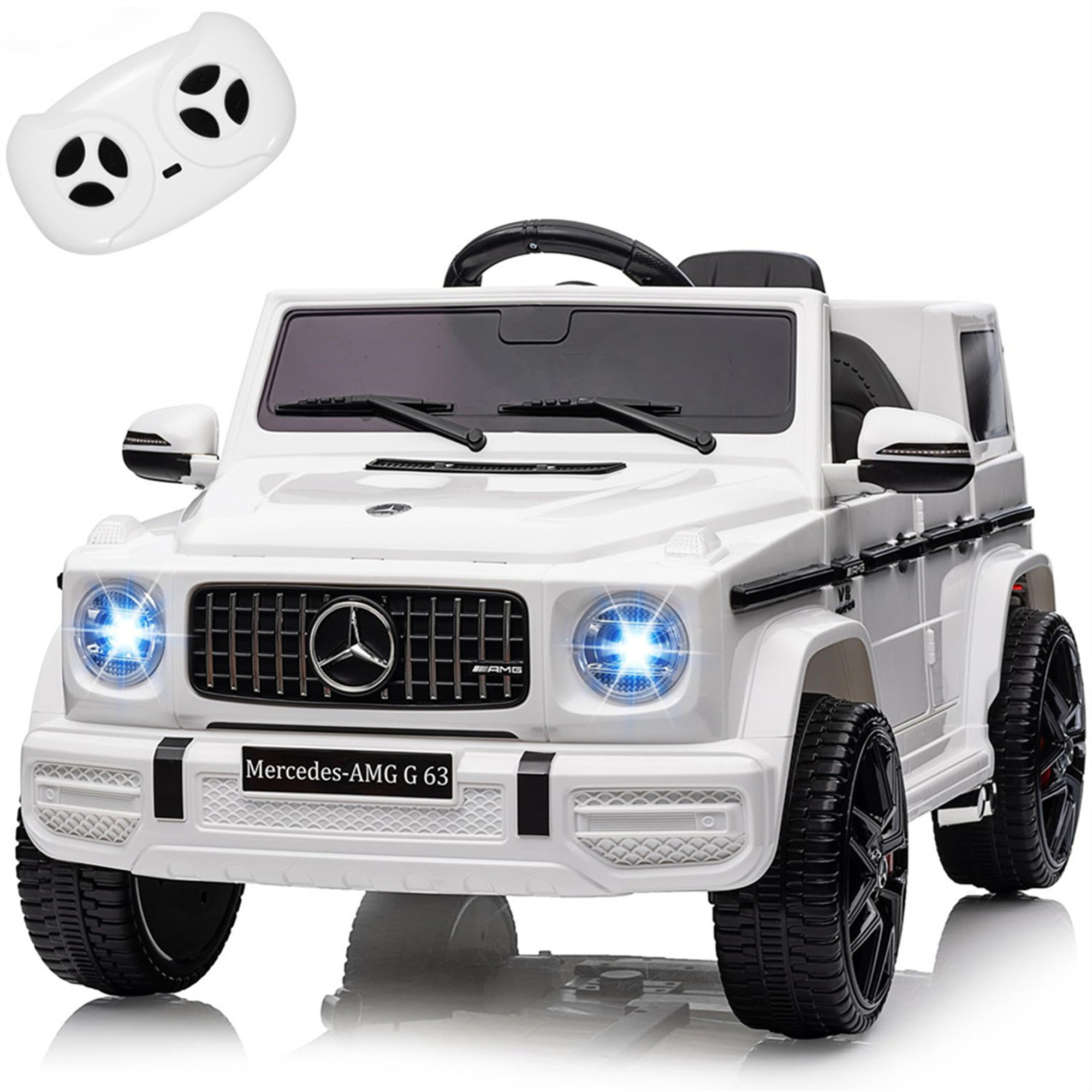 Licensed Mercedes Benz G63 Kids Ride On Car, 12V Electric Vehicle with Remote Control, Double Open Doors, Music, Bluetooth, Wheels Suspension, Battery Powered for Children Boy Girl (Black)