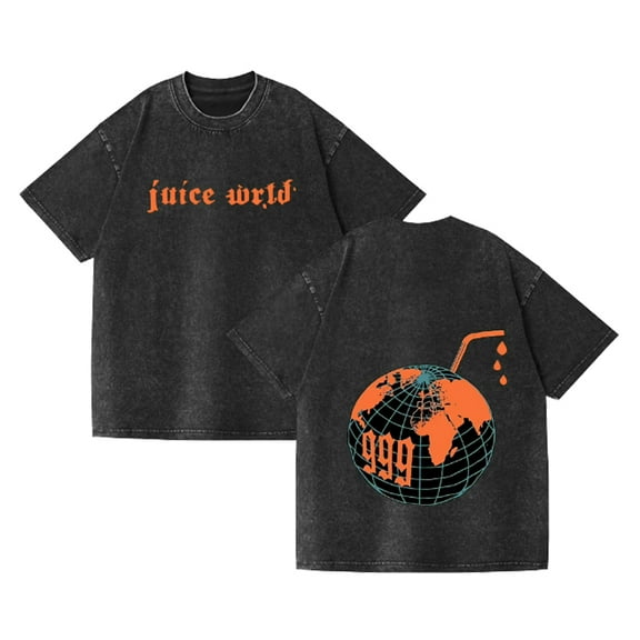 Juice Cotton T-Shirt Men Women Washed Vintage Hip Hop Tees Fashion Wrld Short Sleeve Crew Neck Tshirt