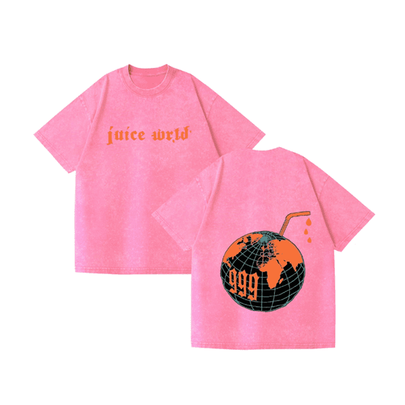 Juice Cotton T-Shirt Men Women Washed Vintage Hip Hop Tees Fashion Wrld Short Sleeve Crew Neck Tshirt