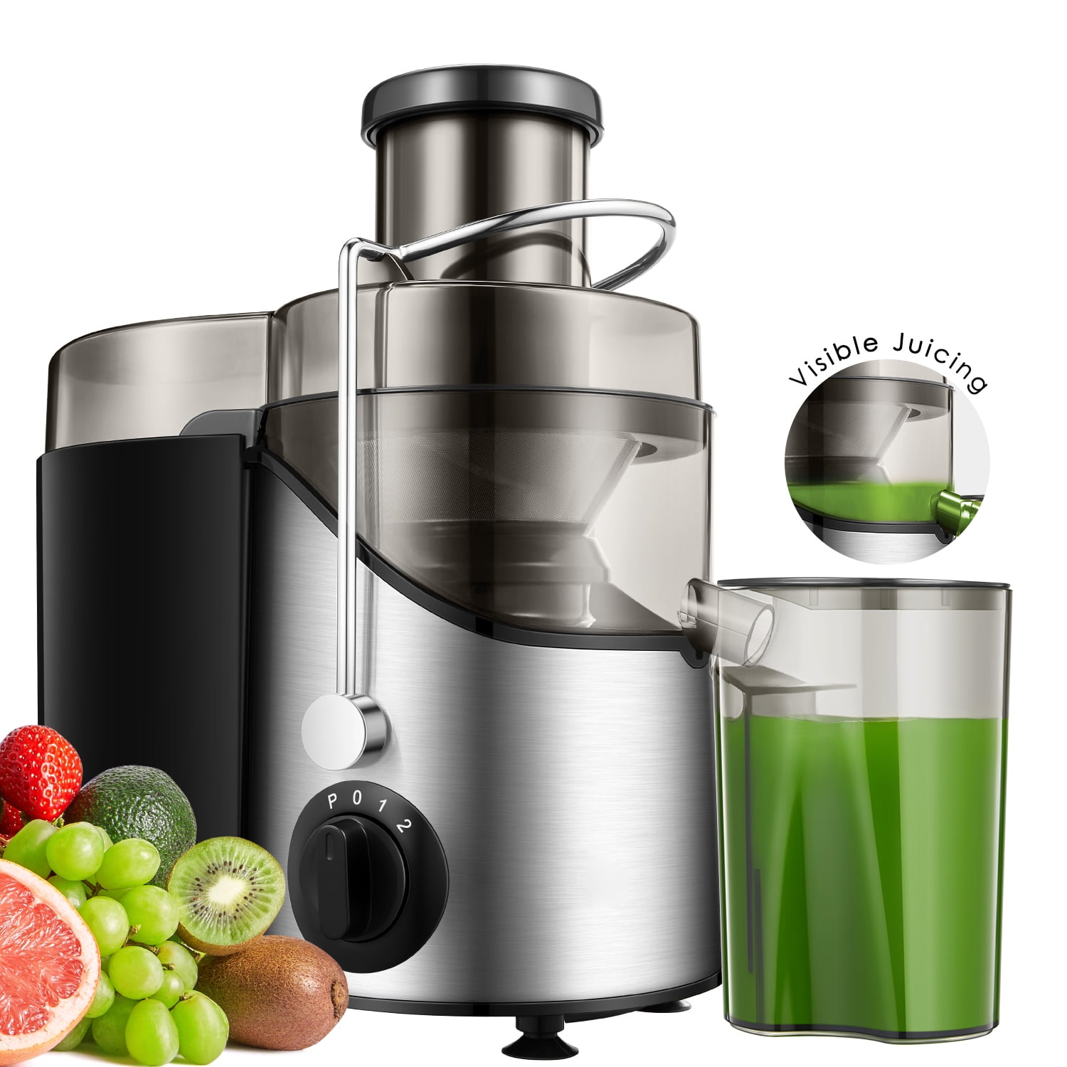 VAVSEA Juicer Machine 600W, Juice Extractor, Anti-Drip Press Centrifugal  Juicer with Big Mouth 3 Feed Chute for Whole Fruit Vegetable, BPA-Free,  Easy