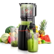 Sunmaki Cold Press Juicer, 5.25 Wide Feed Chute Juice Extractor Machine 160W, High Juice Yield, Slow Masticating Juicer for Whole Vegetables & Fruits, Black