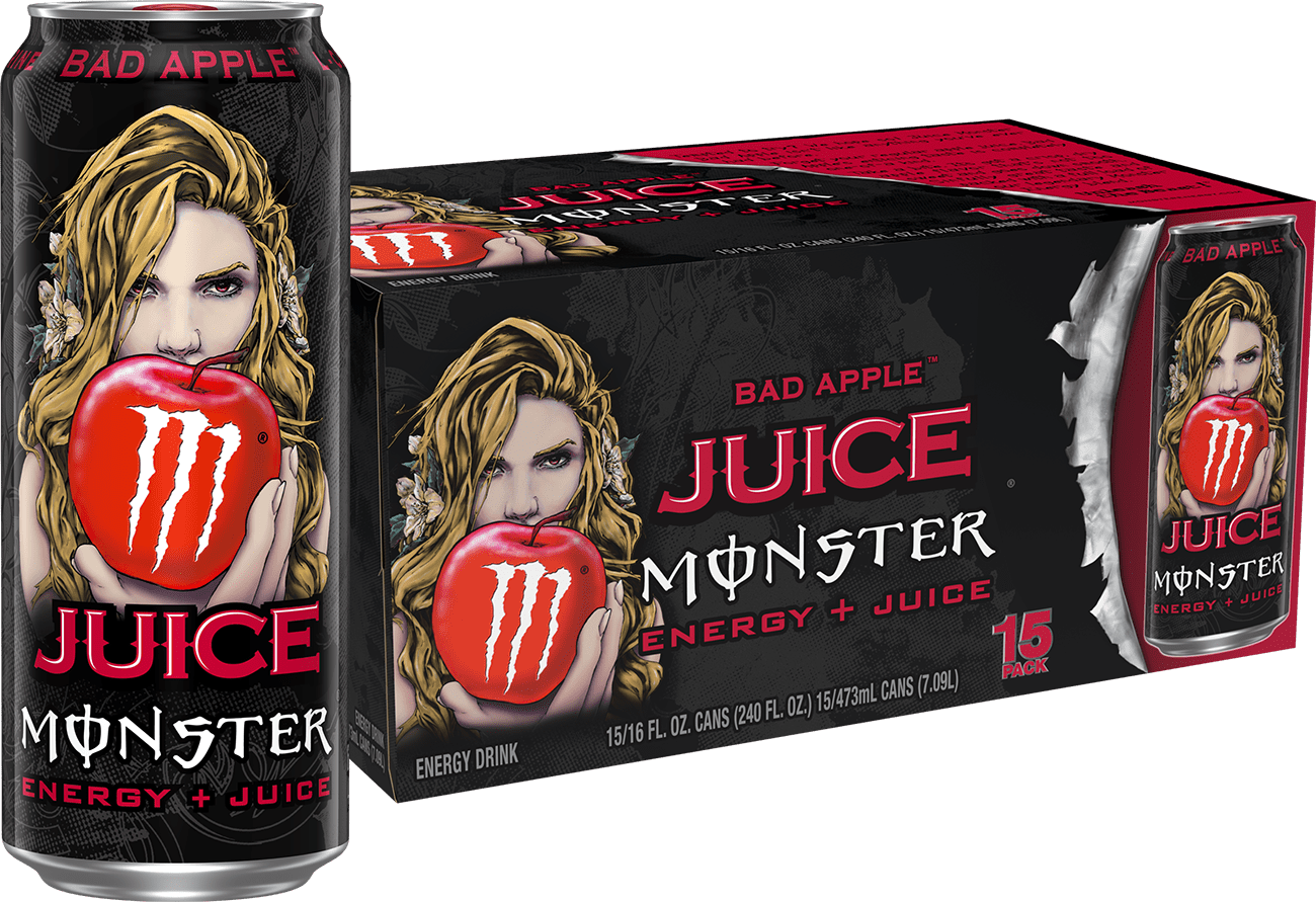 Monster Energy Juice, Bad Apple, Juice + Energy Drink, 15 Pack - 16 Fl Oz