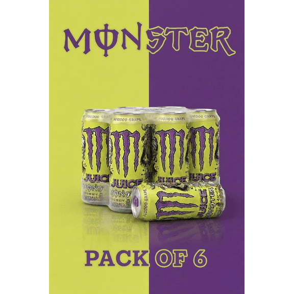 Juice Monster, Voodoo Grape, Juice + Energy Drink, 16 fl oz, Can