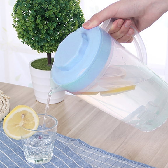 Juice Pitcher,Water Pitcher with Lid,Clear Plastic Pitcher With Lid Clear Water Pitcher For Cold Drinks Iced Tea Pitcher For Lemonade Iced Tea Milk Beverages(Blue 2L)