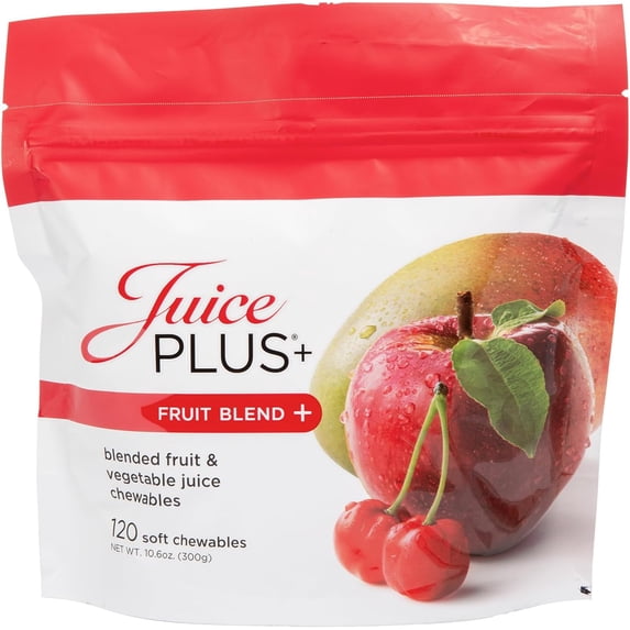 Juice Plus+ Fruit Blend Soft Chews, Plant-Based Fruit Mix with 11 Fruits, Vegan Chewable Supplement, 120 Count