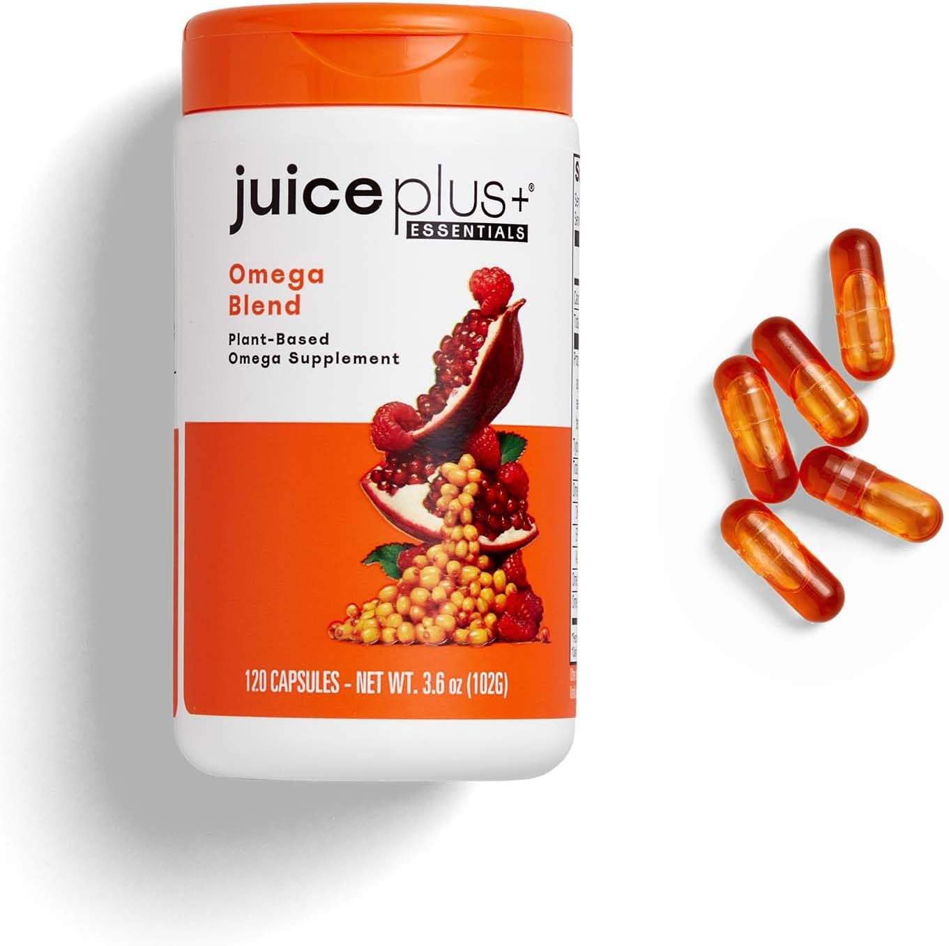 Juice Plus+ Omega Blend - Vegan, Fish-Less, No Aftertaste - Omega 3, 5, 6, 7 & 9 Fatty Acids from Algae & Seeds - DHA, ALA & EPA for Brain & Vision - 1 Bottle (60 Servings)