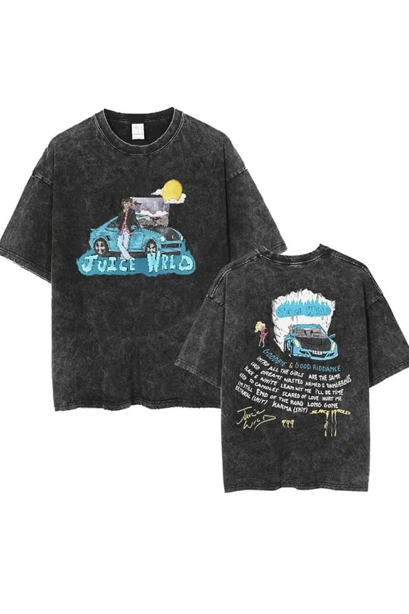 Juice TShirt For Men Washed Vintage Cotton T-shirt New Trend Wrld Oversize Rapper Short Sleeve Tees Shirt