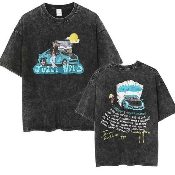 Juice TShirt For Men Washed Vintage Cotton T-shirt New Trend Wrld Oversize Rapper Short Sleeve Tees Shirt