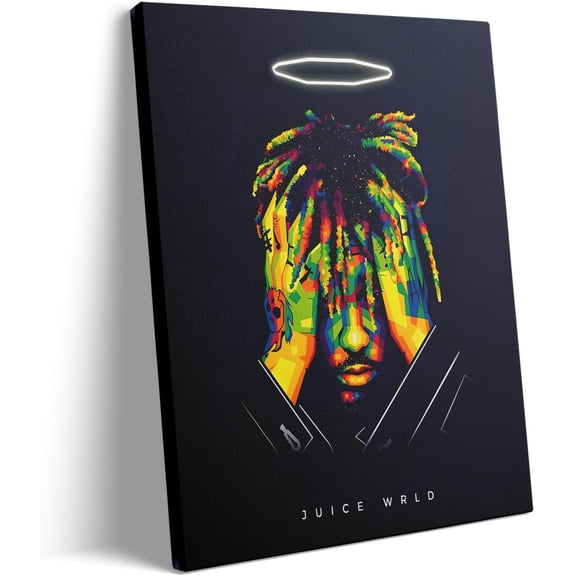 Juice WRLD Canvas Wall Art - 11X14 inch Colorful Art Rapper Portrait with Halo, Music-Inspired Artwork for Bedroom, Living Room or Music Studio Wall ation