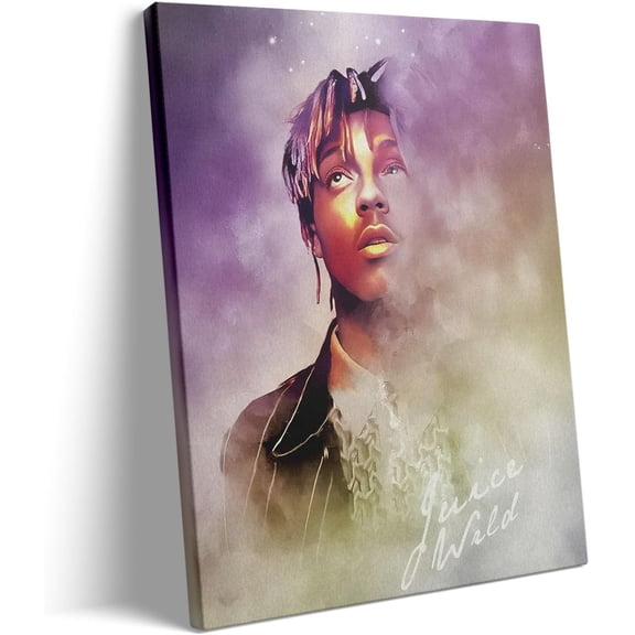 Juice WRLD Canvas Wall Art - 11X14 inch Inspirational Rapper Portrait Artwork with Dreamy Clouds, Modern Hip-Hop Music for Bedroom, Living Room or Studio Wall ation