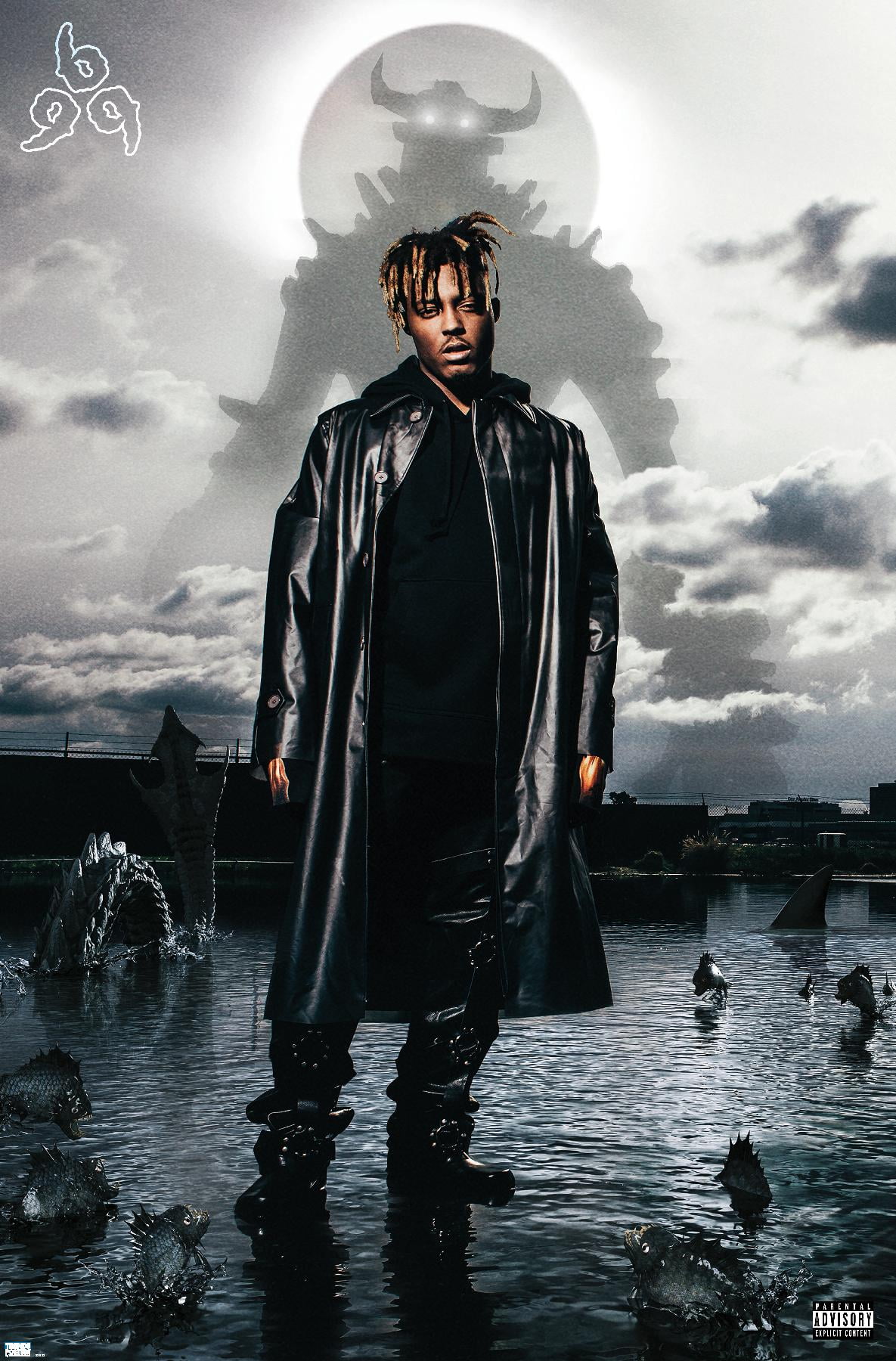 Juice WRLD - Fighting Demons Album Cover Wall Poster with Magnetic Frame,  22.375 x 34 