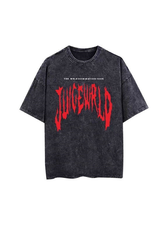 Juice Washed Cotton TShirt Men Women Tees Fashion Wrld Short Sleeve Hip Hop Rapper Crewneck Loose T-Shirts