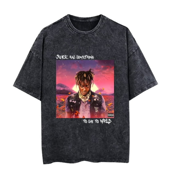 Juice Washed TShirt Fashion Wrld Cotton Tees Men Women Casual Short Sleeve Hip Hop Rapper Crewneck T-Shirts