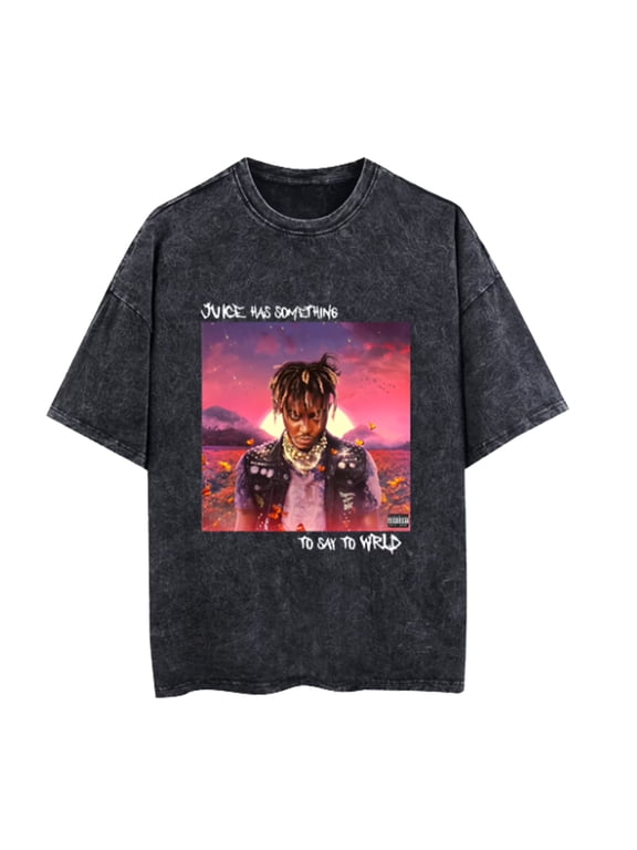Juice Washed TShirt Fashion Wrld Cotton Tees Men Women Casual Short Sleeve Hip Hop Rapper Crewneck T-Shirts