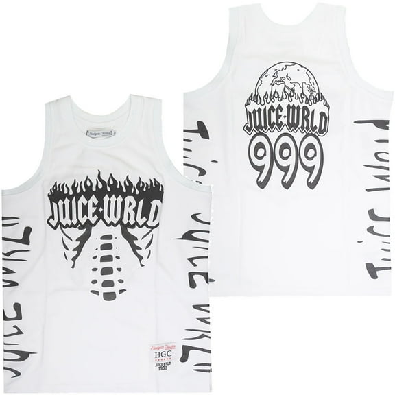 Juice Wrld Men's Headgear Classics Fighting Demons Embroidered Basketball Jersey (Medium, White)