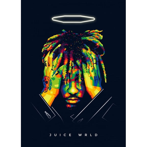 Juice Wrld - Rapper And Singer Wpap – Poster - Poster Print - Wooden Hanging Scroll Frame 16 x 24 Inch Poster
