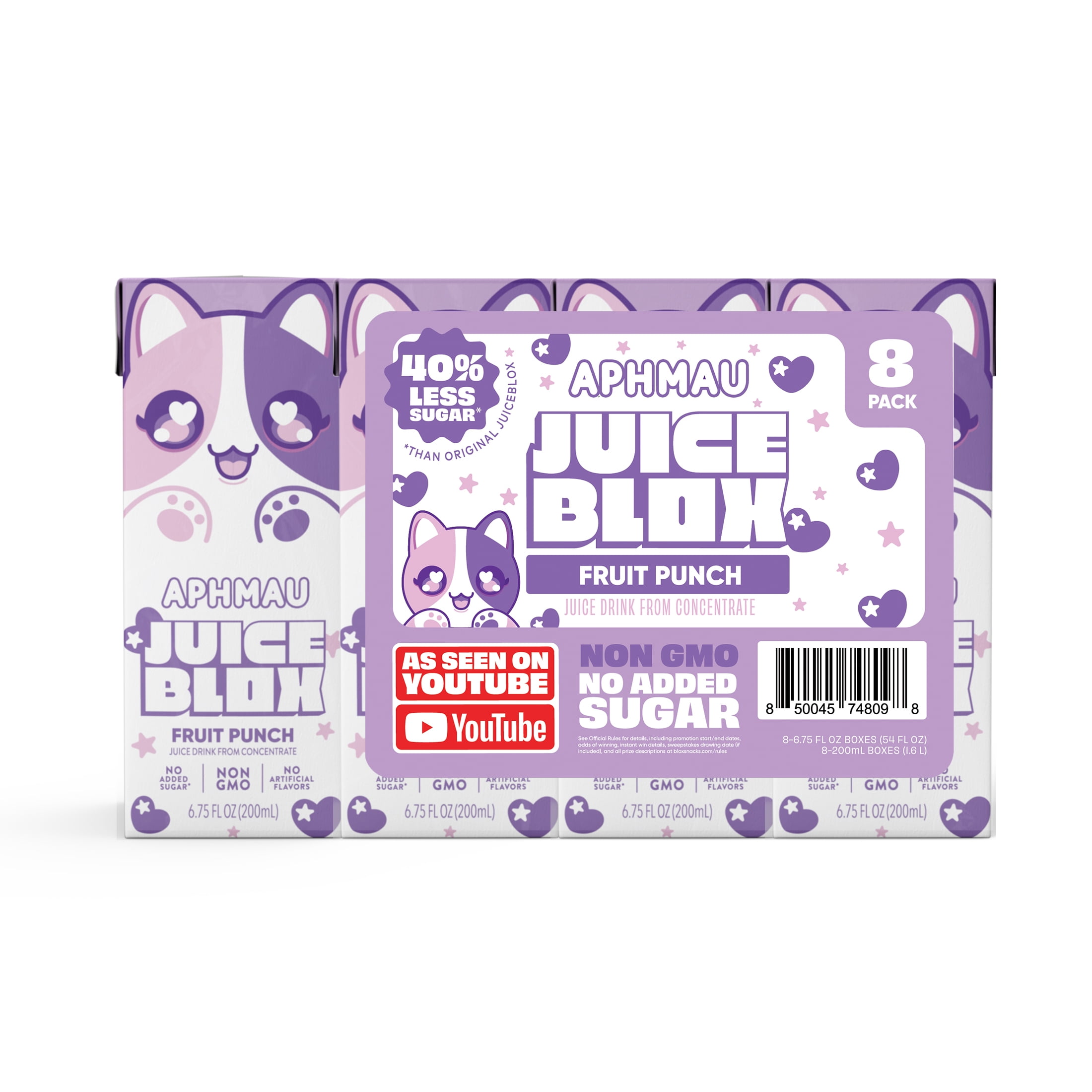 JuiceBlox Aphmau Fruit Punch Juice, 100% Fruit Juice, 6.75 fl oz