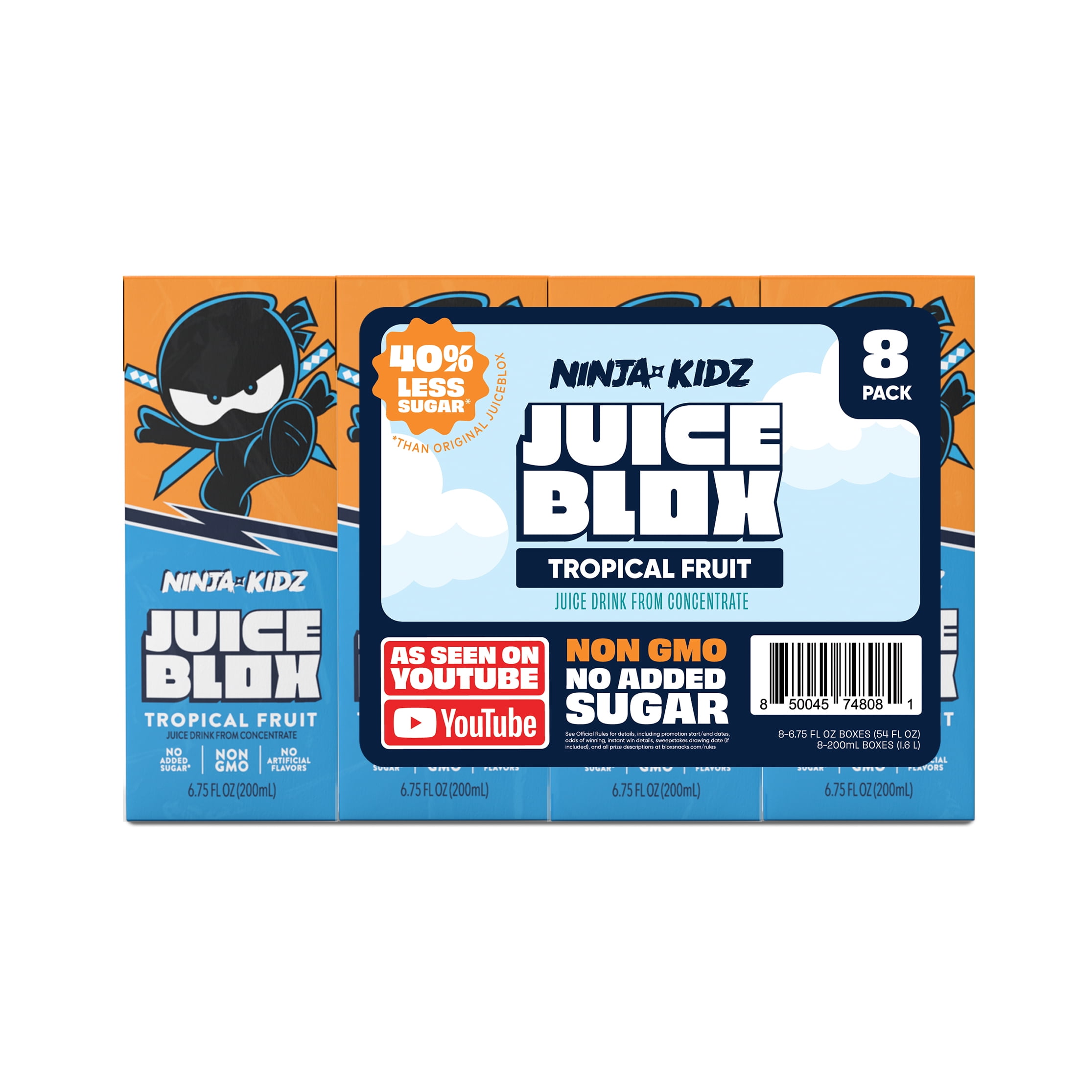 JuiceBlox Ninja Kidz Tropical Fruit Juice, 6.75 fl oz, 8 Count Boxes