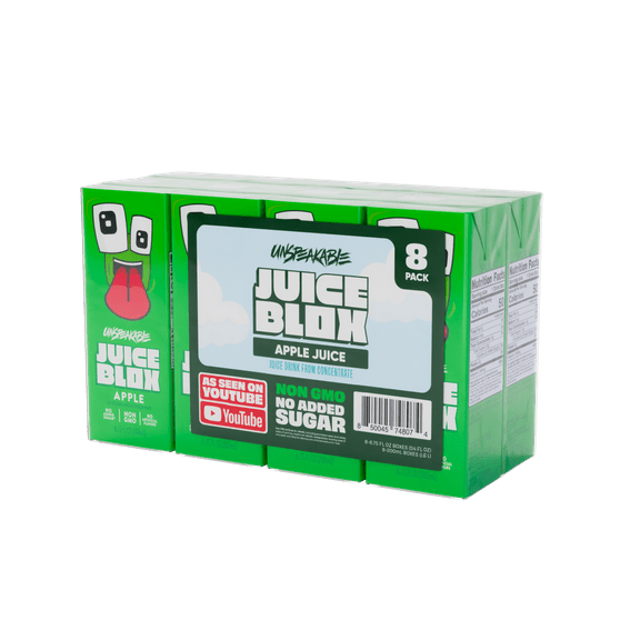 JuiceBlox Unspeakable Apple Juice, 6.75 fl oz, 8 Count Boxes, Light