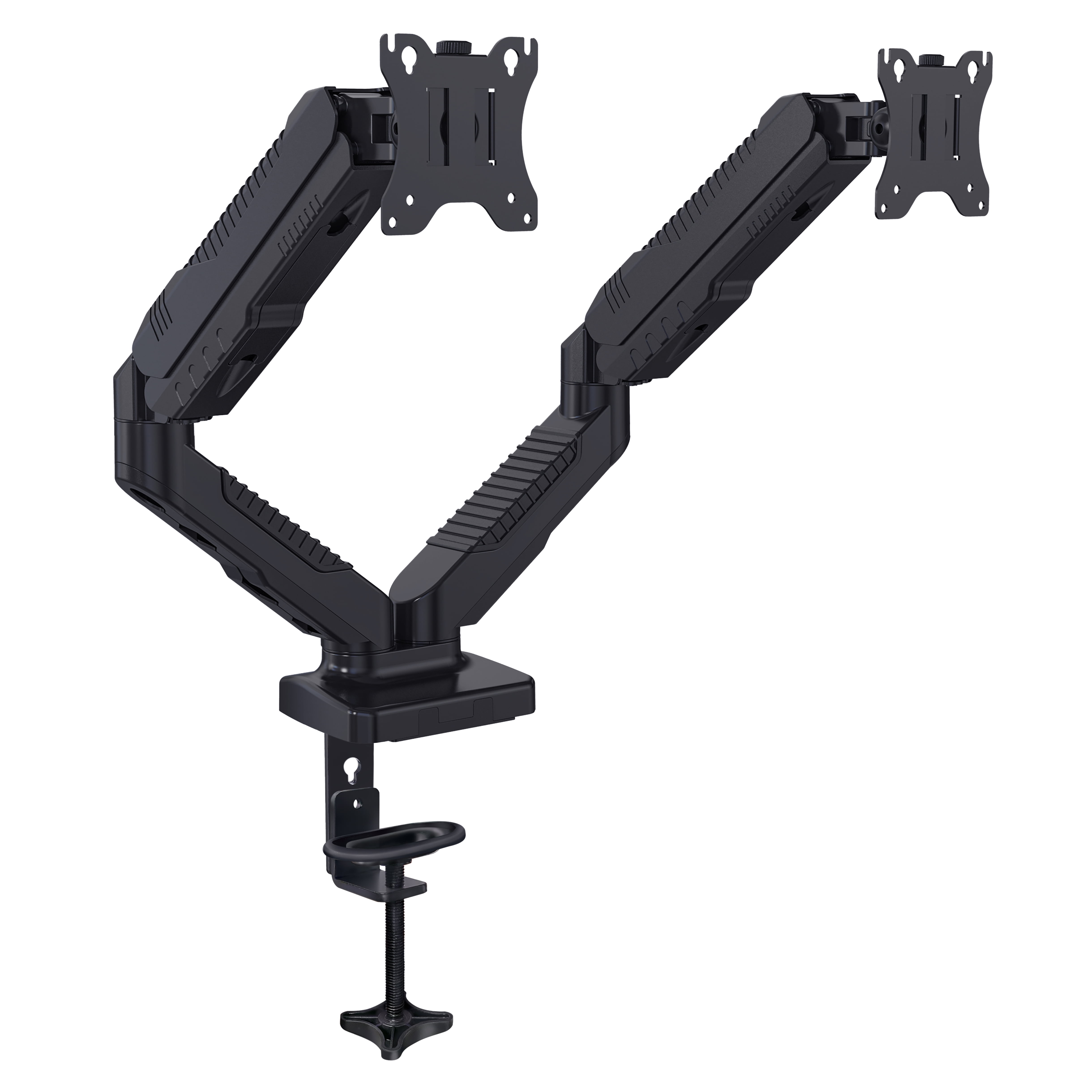 JuiceUp Easy Installation Dual Monitor Stand with Adjustable Gas Spring Arm, Mount with C Clamp