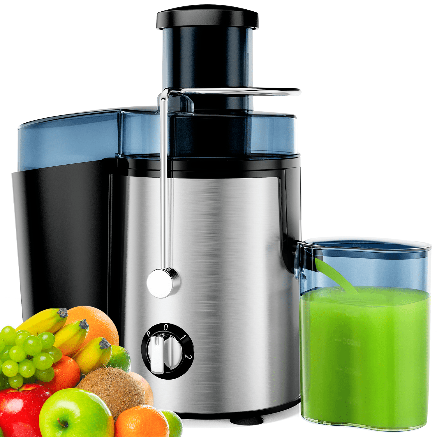 Juicer, 400W Centrifugal Juicer Machine with 3 Feed Chute for Whole Fruits  and Vegetables, Juice Extractor Easy to Clean, 3 Speeds Control