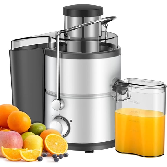 Juicer with 800W Motor, SHARDOR Juicer Machine with 3 Feed Chute, Dual Speeds Juice Maker for Fruits and Veggies, Anti-Drip Function Centrifugal Juicer, Include Cleaning Brush, BPA-Free, White
