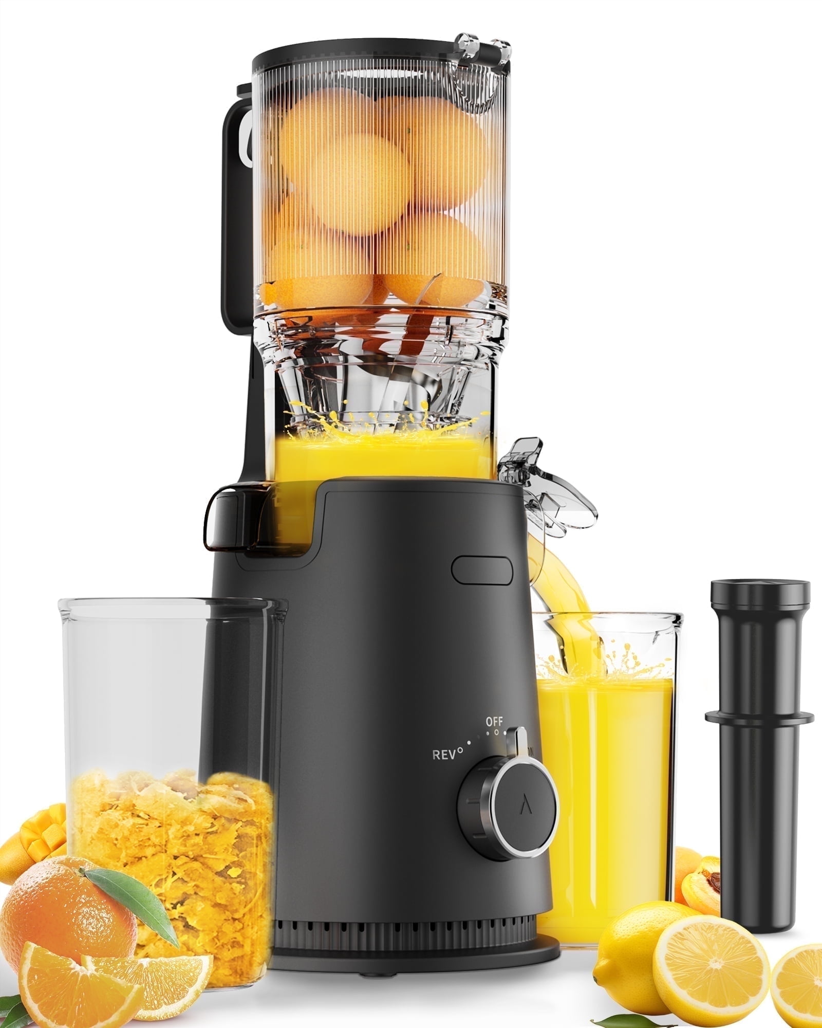 ECOSELF Cold Press Juicer, Wide Mouth Vegetable Extractor, High Yield Juice Maker, Easy to Clean, Black