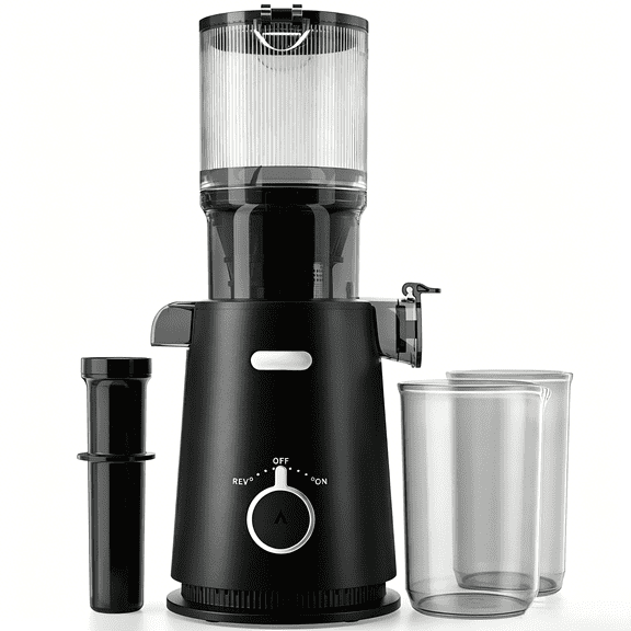 Juicer Machine with 4.35" Wide Mouth, Aeitto Cold Press Juicer Machine for Fruits and Vegetables, Slow Masticating Juicer Whole Fruit Juice Maker, High Juice Yield, Easy to Clean with Brush, Coal