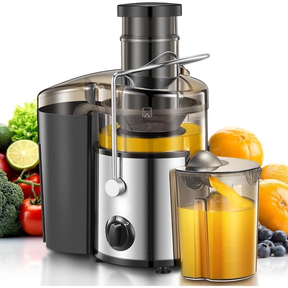 Juicer Machine, 500W Centrifugal Juicer Extractor with 3" Wide Mouth Feed Chute for Fruits & Vegetables, Easy to Clean, Stainless Steel,