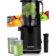 Juicer Machine, Aeitto Cold Press Juicer with 5.3" Large Feed Chute, 1.7L Large Capacity Whole Masticating Juicer for Fruits and Vegetables, 250W Juice Maker, High Juice Yield, Easy to Clean, Black