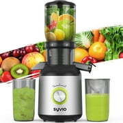 Syvio Cold Press Juicer, Juicer Machine with 4.3" Feed Chute, Slow Masticating Juicer for Fruits and Vegetables, Juice Maker with High Juice Yield, BPA-Free, Easy to Clean, Black Silver