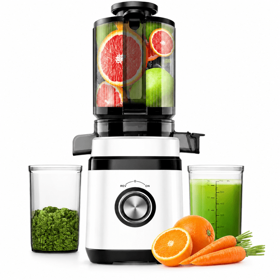 Juicer Machines, 4.41"-arge Wide Feed Feed Chute Masticating Cold Press Juicer, 350W Slow Masticating Juicer for Whole Fruits and Vegetables, High Juice Yield Juice Extractor Machine