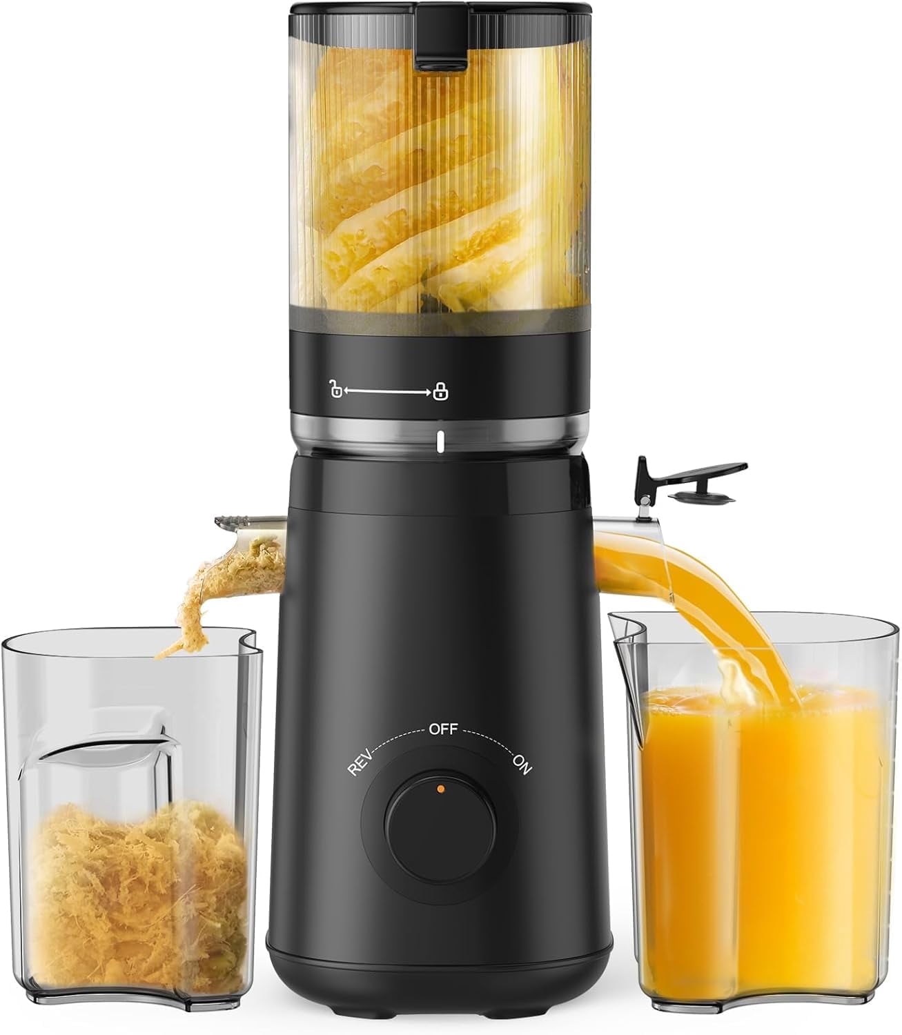 Open Box Juicer Machines, TUUMIIST Cold Press Juicer with 5.3" Extra Large Feed Chute Fit Whole Fruits & Vegetables Easy to Clean, High Juice Yield, BPA Free (Black)